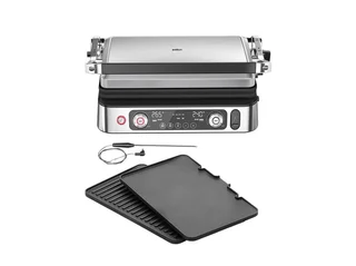 Braun MultiGrill 9 Pro CG 9160, Elektrogrill mit 2 unabhängigen Thermostaten, 3 Kochpositionen, spülmaschinenfeste Platten, integrierte Thermosonde, 2200 W,
