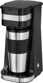 Clatronic Kaffeemaschine | Kaffee To Go Becher 400 ml | für alle gängigen Getränkehalter (z.B. Auto) | Filterkaffeemaschine | Permanent-Nylon-Filter | Edelstahl