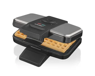 Cloer 1459 Brüsseler Waffeleisen, 1000 W, Backampel, stufenlos wählbarer Bräunungsgrad, schwarz-edelstahl