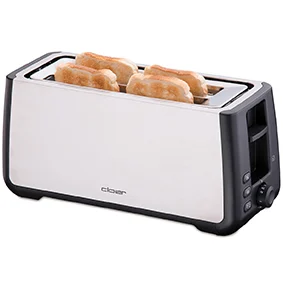Cloer 3579 King-Size Toaster für 4 XXL Scheiben, Check-Funktion, Edelstahlgehäuse, 1500 Watt, schwarz Kunststoff