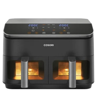 Cosori Airfryer, Testsieger der Stiftung Warentest, Heißluftfritteuse 2 Kammern, 8,5L Heissluftfritteuse mit Sichtfenster, Metall-Innenraum reduziert Kunstst