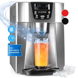 Klarstein Eiswürfelmaschine Klein, 2 L Eiswürfelbereiter & Wasserspender, Eiswürfelmaschine für 12 kg Große und Kleine Eiswürfel, Schnelle Eiswürfelbereiter mit