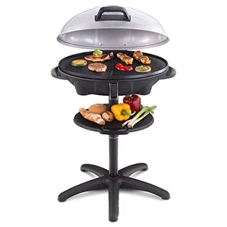 Cloer 6789 Barbecue-Grill, Outdoor Standgrill mit integriertem Thermometer, Antihaftbeschichtung, 2400 Watt, Grillfläche: 38,5 x 52,5 cm, platzsparend verst