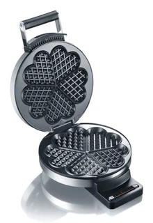 Graef Waffeleisen Hörncheneisen WA80 Edelstahl, Herzchenform, Kabelaufwicklung mit Steckerhalter, Platzsparendes Format, Antihaftbeschichtung