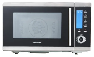 MEDION MD 15501 4 in 1 Mikrowelle mit Grill (25 Liter, 900 Watt, 1100 Watt Grill, 2500 Watt Heißluft, 10 Automatik-Programme) silber