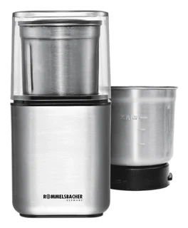 Rommelsbacher Gewürz und Kaffee Mühle EGK 200, 2 Edelstahlbehälter mit Schlagmesser & Spezialmesser, Füllmenge 70 g, Mahlgrad über Mahldauer wählbar, auch für Pesto