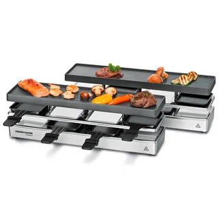 Rommelsbacher RC 1600 Raclette-Grill fun for 4+4 (Tischgrill, für 8 Personen, erweiterbar, Parkdeck, Alu-Druckguss-Grillplatte mit Xylan Plus Antihaftbeschichtung,