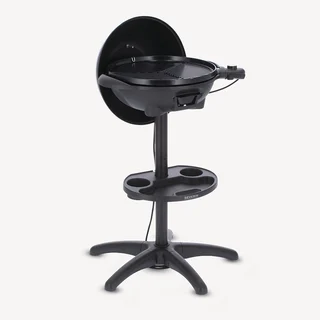 Severin Barbecue-/Standgrill mit Haube, Elektrogrill mit Thermostat, Grillplatte mit keramischer Beschichtung, 2.000W, Grillfläche Ø 41 cm, Matt Schwarz, PG 8