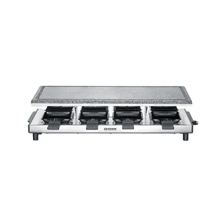 Severin Raclette mit Naturgrillstein, elektrischer Tischgrill, Raclette für 8 Personen mit Grillplatte und 8 Pfännchen, Kunststoff/Edelstahl, schwarz, RG 2374