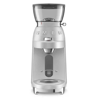 Smeg , Kaffeemühle CGF02SSEU, konisches Edelstahlmahlwerk, 50 Mahlgrad Einstellungen, 240 g Kaffeebohnenbehälter, Einzel- und Doppelkaffeefunktion, Ant