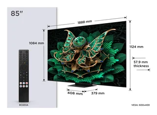 TCL 85C7K, 2,16 m (85"), 3840 x 2160 Pixel, QD-Mini LED, Smart-TV, WLAN, Metallisch