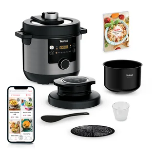 Tefal CY7788 Turbo Cuisine & Fry Multikocher, Schnellkochtopf & Heißluftfritteuse, 14 automatische Kochprogramme, Extra Crisp Deckel, vielseitig, 7,6 L Kapa