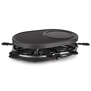 Tristar Raclette für bis zu 8 Personen – Grillplatte mit Crêpe-Forme und 8 Pfännchen, RA-2996, Schwarz