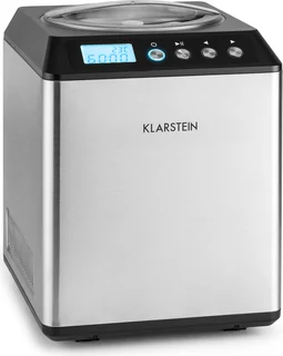 Klarstein Vanilla Sky - Eismaschine, Eisbereiter, Speiseeismaschine, Kühlhaltefunktion, LED-Display, Timer, Edelstahl, einfache Reinigung, 180 Watt, 2 Liter Fas