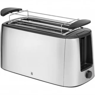 WMF Bueno Pro Langschlitz-Toaster aus Edelstahl für 4 Brotscheiben, mit Brötchenaufsatz, Aufknusper- und Auftaufunktion, 6 Bräunungsstufen – stilvoll für